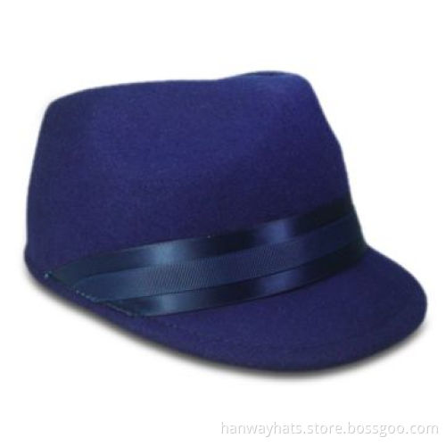 Women's Fashion Wool Felt Military Cap with Double Layer Satin Band and GG Band Trim